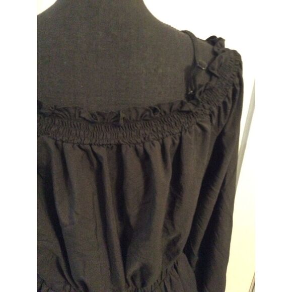 Plus size 2XL SOFT black off shoulders romantic smock neckline shirt top - Picture 4 of 5